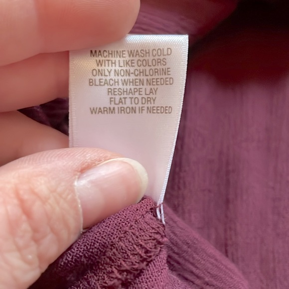 Dress Barn Burgundy Embroidered Peasant Top, size L - Picture 6 of 6